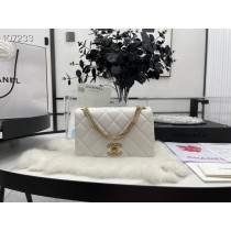 Chanel Flap Bag 22cm AS3386 Lambskin Leather White