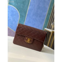 Chanel Large Classic Flap Bag 30CM Gold Metal Brown Calfskin