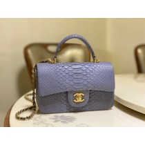 Chanel Mini Flap Handbag Top Handle AS2431 Python Purple