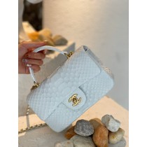 Chanel Mini Flap Handbag Top Handle AS2431 Python White