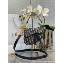 Dior Micro Saddle Strap Bag 17CM Blue Dior Oblique Jacquard