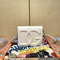 Dolce & Gabbana Calfskin DG Logo Crossbody Bag White