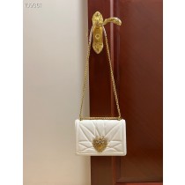 Dolce & Gabbana Devotion Crossbody Bag Quilted Nappa Leather White