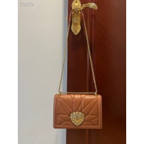 Dolce & Gabbana Devotion Crossbody Bag Quilted Nappa Leather Brown