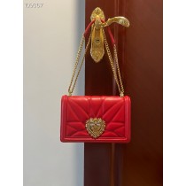 Dolce & Gabbana Devotion Crossbody Bag Quilted Nappa Leather Shiny Red