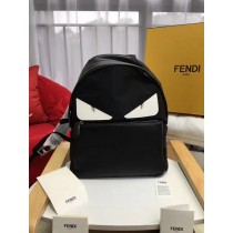 Fendi Bugs Backpack Leather Nylon Black White