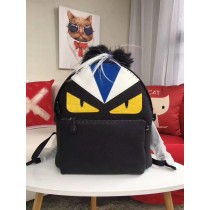 Fendi Fur Monster Eyes Backpack Selleria Leather Black Blue