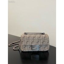 Fendi Iconic Baguette Jacquard FF Bag Gray