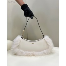Fendi O'Lock Swing Fox Fur Leather Pouch 8BS068 White