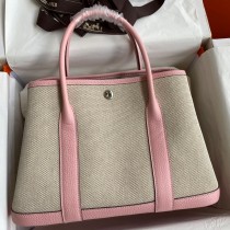 Hermes Garden Party 30CM Handmade Toile and Pink Leather