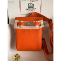 Hermes HAC A DOS PM Backpack Togo Leather Palladium Hardware Orange