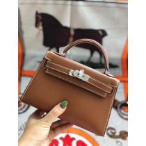 Hermes Mini Kelly II Bag Chèvre Mysore Leather Brown