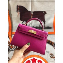 Hermes Mini Kelly II Bag Chèvre Mysore Leather Purple