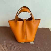 Hermes Picotin Lock 18 Bag Orange Clemence Palladium Hardware