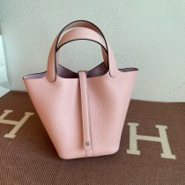 Hermes Picotin Lock 18 Bag Pink Clemence Palladium Hardware