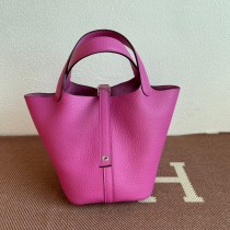Hermes Picotin Lock 18 Bag Rose Pink Clemence Palladium Hardware