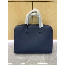 Hermes Victoria Light Briefcase Handbags Togo Leather Navy Blue
