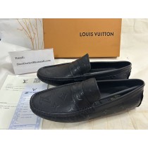 Louis Vuitton Men Monogram Moccasin Loafers Calfskin Black