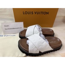 Louis Vuitton Women Cross Strap Sandals Monogram White Brown