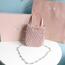 Miu Miu Matelassé Nappa Leather Handbag 5BA220 Pink