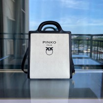 Pinko Medium Shopping Bag Framed Logo Black