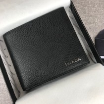 Prada Men Black Saffiano Leather Bifold Wallet