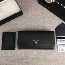 Prada Saffiano Leather Flap Wallet 1MH132 Black
