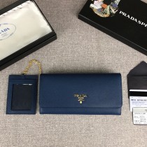 Prada Saffiano Leather Flap Wallet 1MH132 Blue