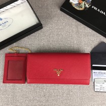 Prada Saffiano Leather Flap Wallet 1MH132 Red