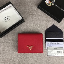 Prada Small Saffiano Leather Wallet 1MV204 Red