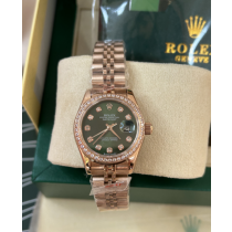Rolex Lady Datejust 28MM Rose Gold/Steel Olive Green Diamond Dial
