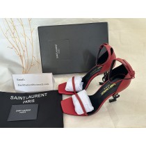 Saint Laurent Opyum Sandals Calf Leather Matte Red