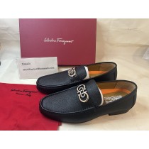 Salvatore Ferragamo Moccasin with Ornament Loafers Calf Leather Black