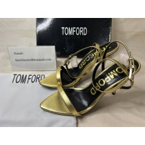 Tom Ford Padlock 105mm Metallic Leather Sandals Gold