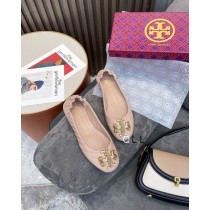 Tory Burch Quilted Crystal Logo Sheepskin Ballet Pink