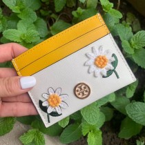 Tory Burch Robinson Floral-embroidered Card Holder