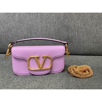 Valentino LOCÒ Shoulder Bag 20CM VLogo Signature Light Purple