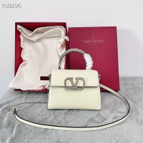 Valentino Small Vsling Calfskin Handbag Jewel Handle White