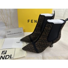 Fendi Colibri Ankle Boots 55mm Mesh Tulle FF Black Brown