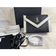 Saint Laurent Gaby Satchel In Quilted Lambskin Black White